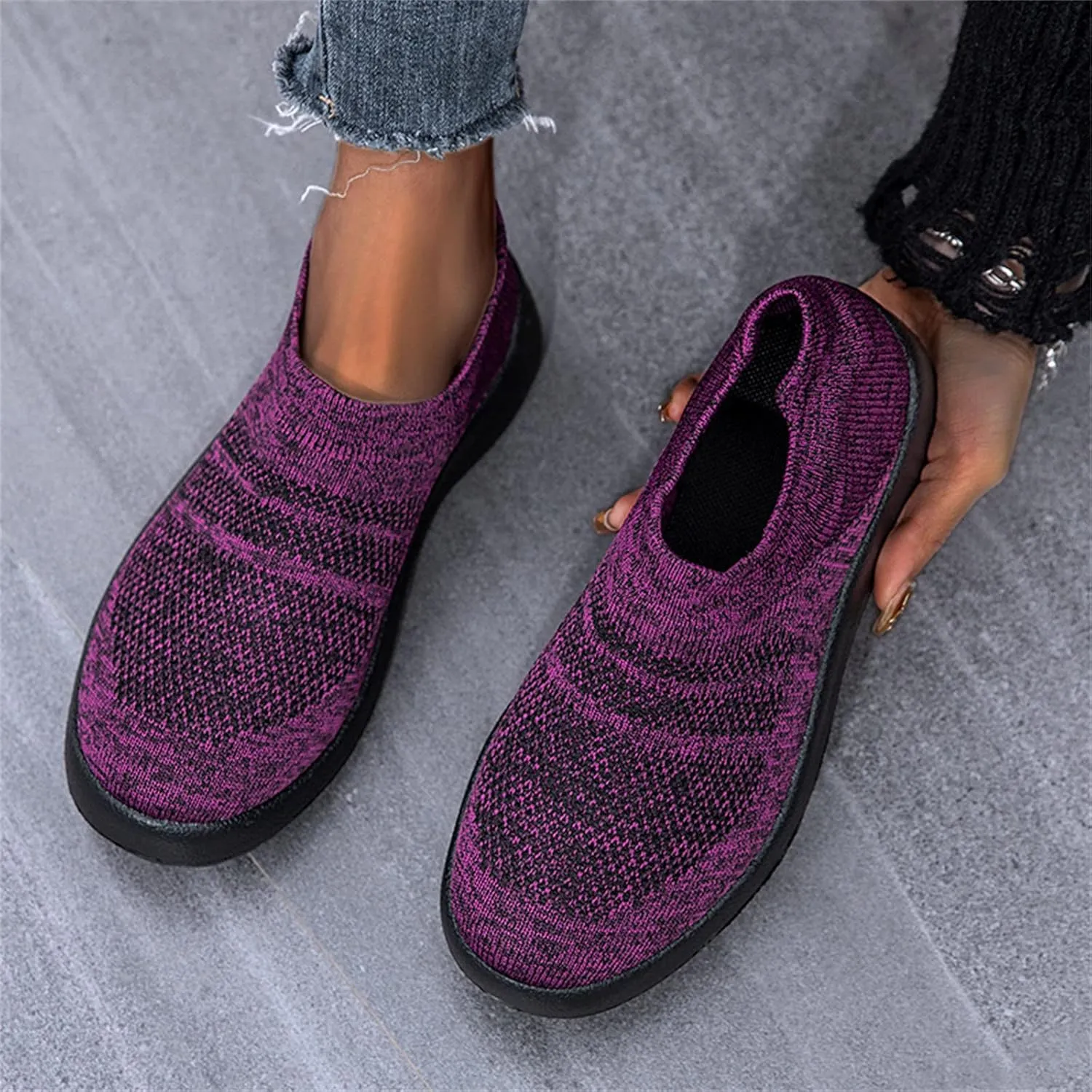 Women's Slip on Walking Shoes Tennis Lightweight Gym Walking Shoes Women Lightweight Slip On Shoes Casual Brown Sneakers Platform Tennis Shoe Cross Trainer Shoe