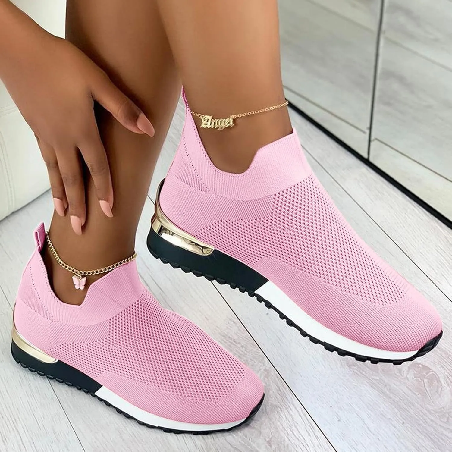 Womens Tennis Shoes Mesh Women Casual Shoes High Top Sneakers Men's KnitFlex Breeze Mesh Sneakers Oxfords Lace Basketball Shoe Loafers Dress Shoe