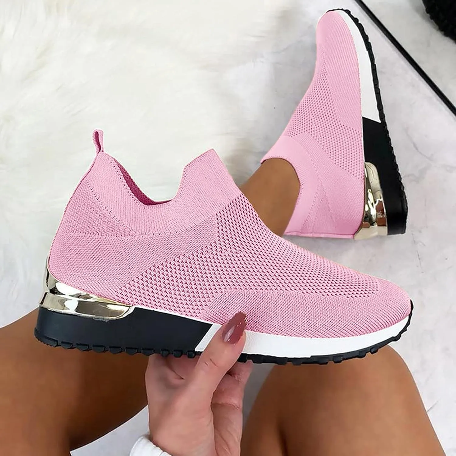 Womens Tennis Shoes Mesh Women Casual Shoes High Top Sneakers Men's KnitFlex Breeze Mesh Sneakers Oxfords Lace Basketball Shoe Loafers Dress Shoe