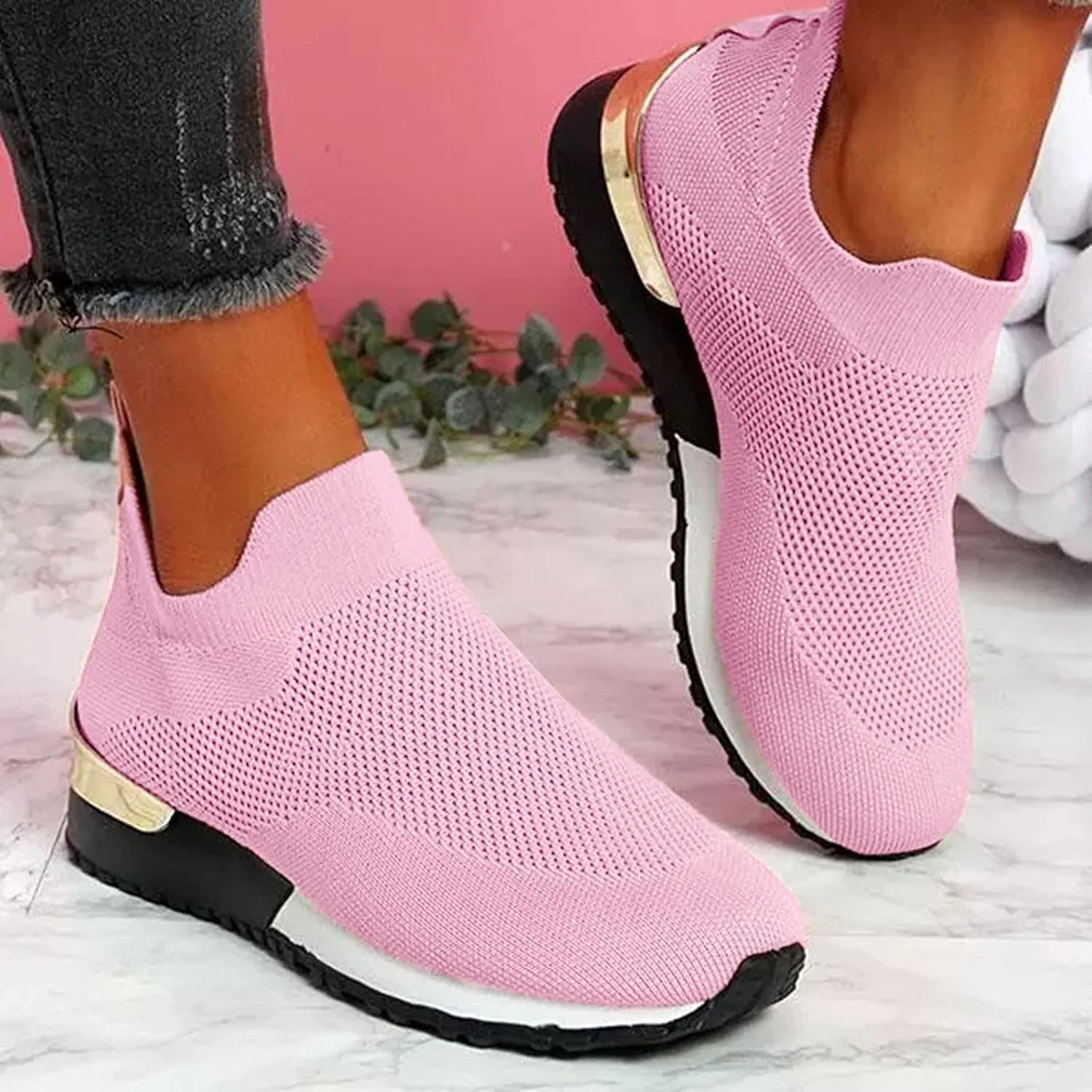 Womens Tennis Shoes Mesh Women Casual Shoes High Top Sneakers Men's KnitFlex Breeze Mesh Sneakers Oxfords Lace Basketball Shoe Loafers Dress Shoe