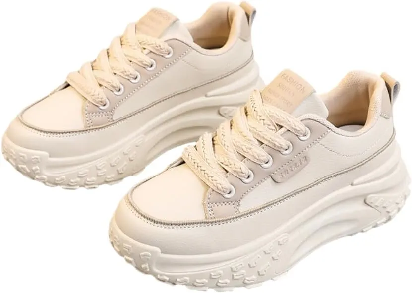 Women's Trendy Sneakers All-Match Lace Up Low Top Trainers Comfortable Skate Shoes Breathable Fabric & Rubber Sole for Casual & Streetwear Style