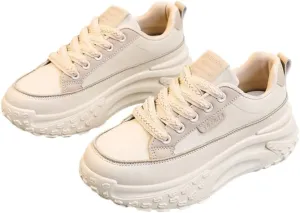 Women's Trendy Sneakers All-Match Lace Up Low Top Trainers Comfortable Skate Shoes Breathable Fabric & Rubber Sole for Casual & Streetwear Style