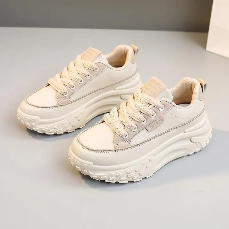 Women's Trendy Sneakers All-Match Lace Up Low Top Trainers Comfortable Skate Shoes Breathable Fabric & Rubber Sole for Casual & Streetwear Style