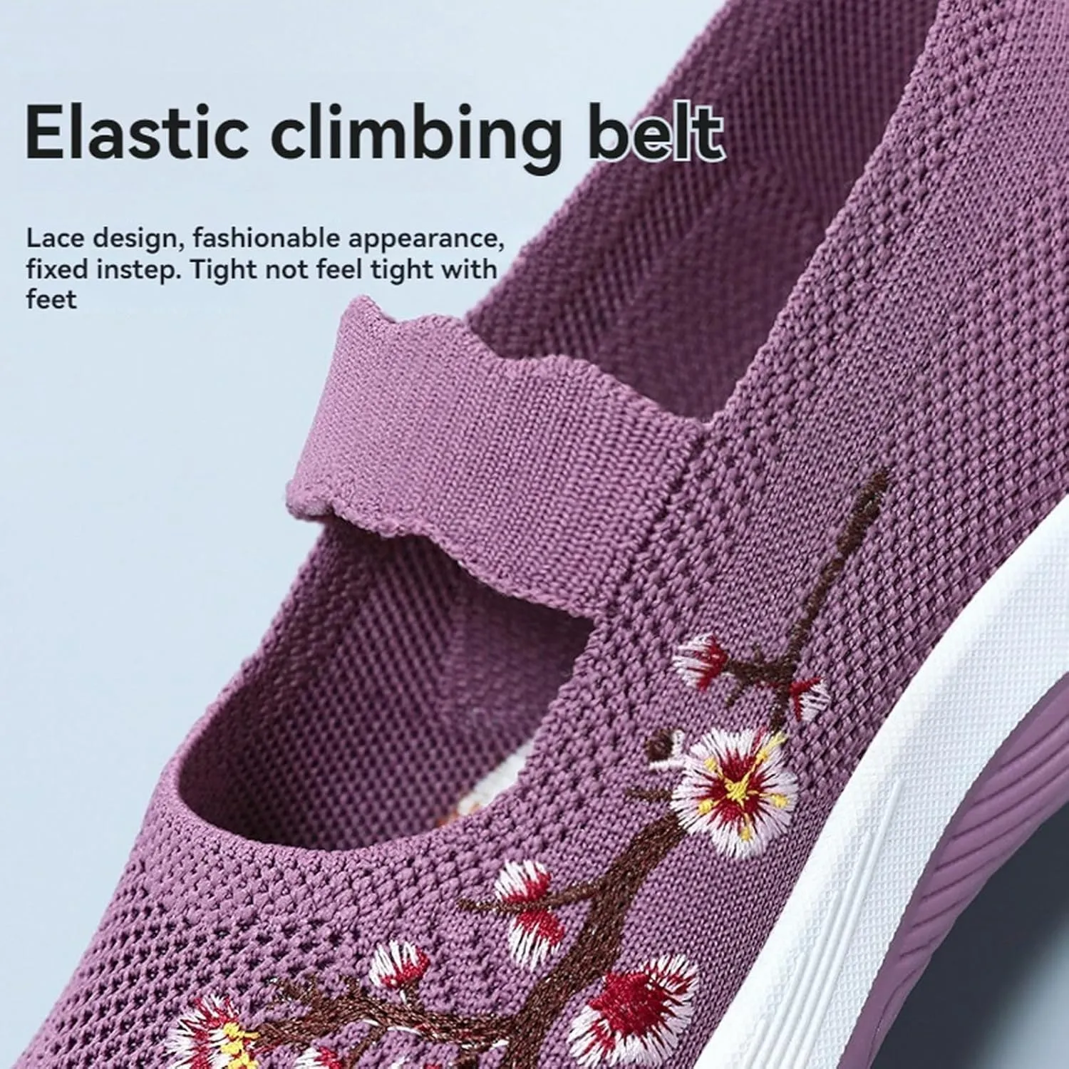 Women's Woven Orthopedic Breathable Soft Shoes Fashion Floral Embroidery Walking Shoes Comfy Platform Non Slip Work Shoe Casual Walking Sneakers