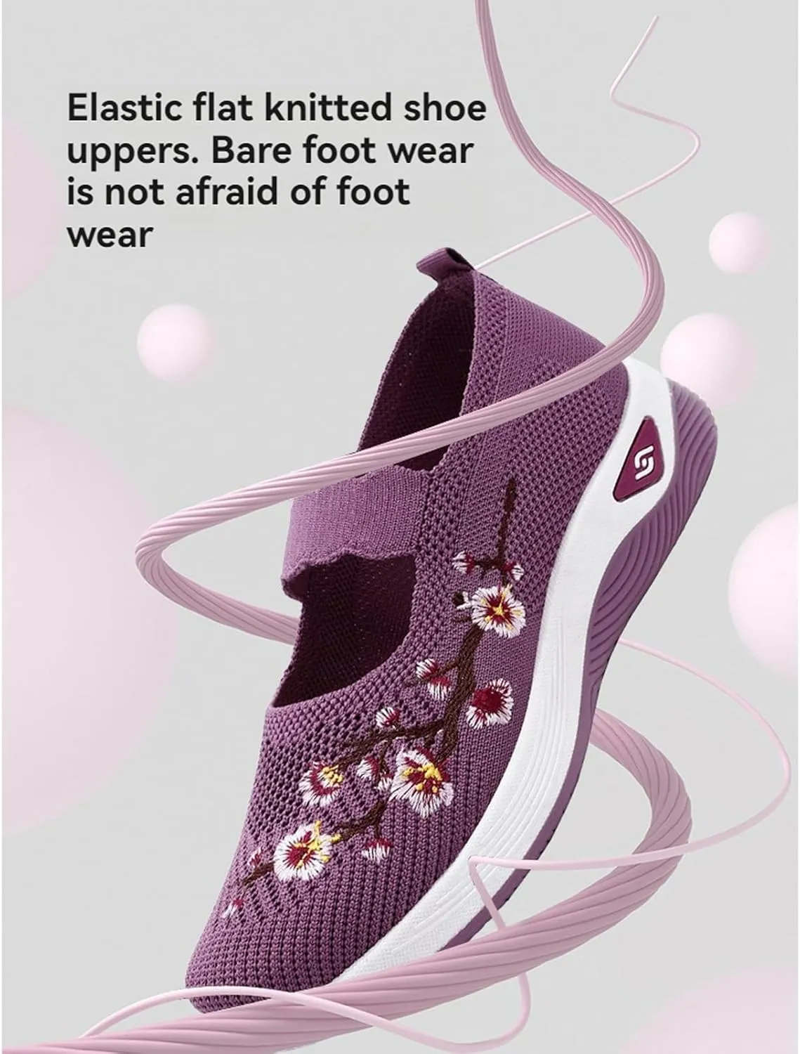 Women's Woven Orthopedic Breathable Soft Shoes Fashion Floral Embroidery Walking Shoes Comfy Platform Non Slip Work Shoe Casual Walking Sneakers