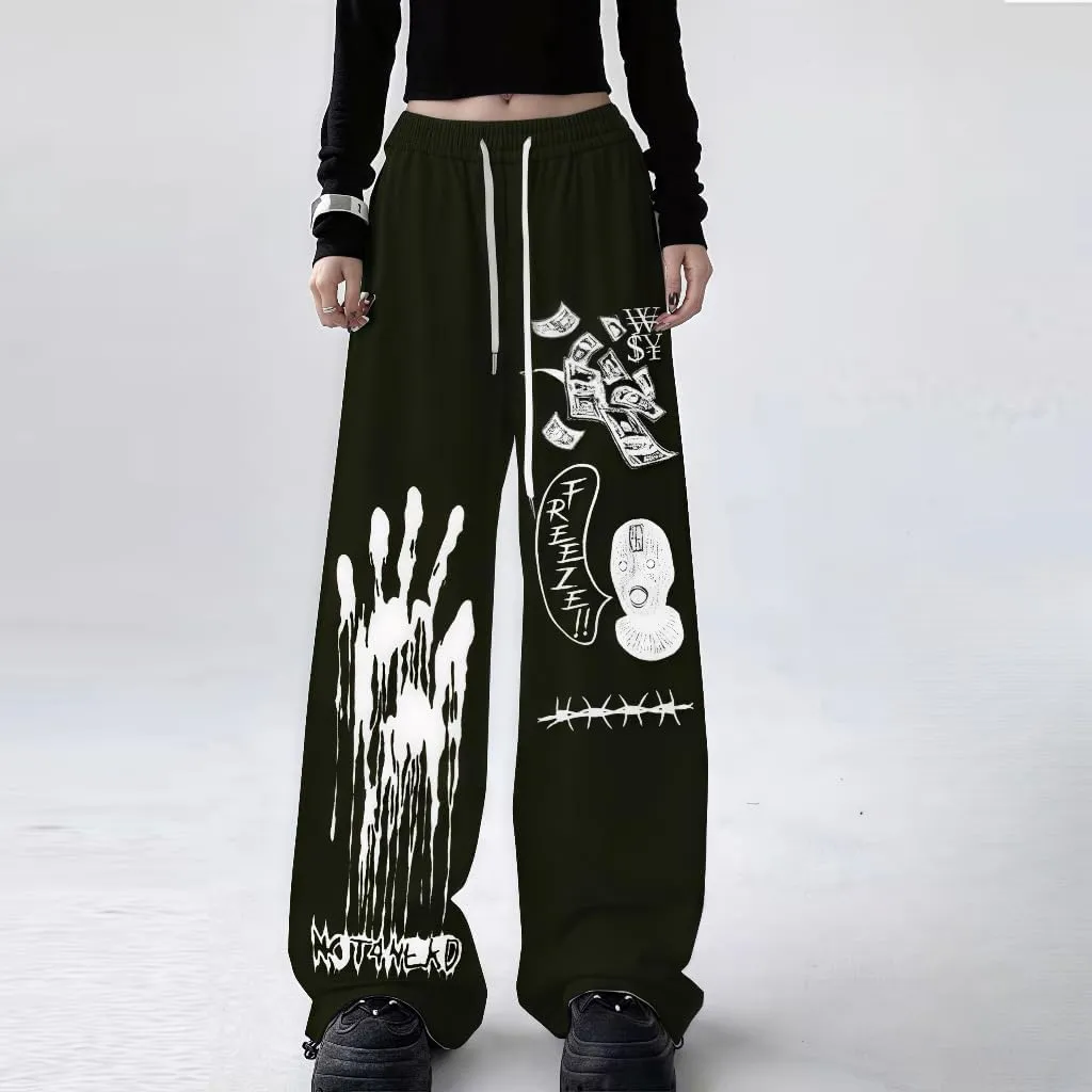 Y2k Harajuku Palm Dollar Gothic Cartoon Letter Print Sweatpants Hiphop Graffiti Streetwear Grunge Baggy Casual Pants