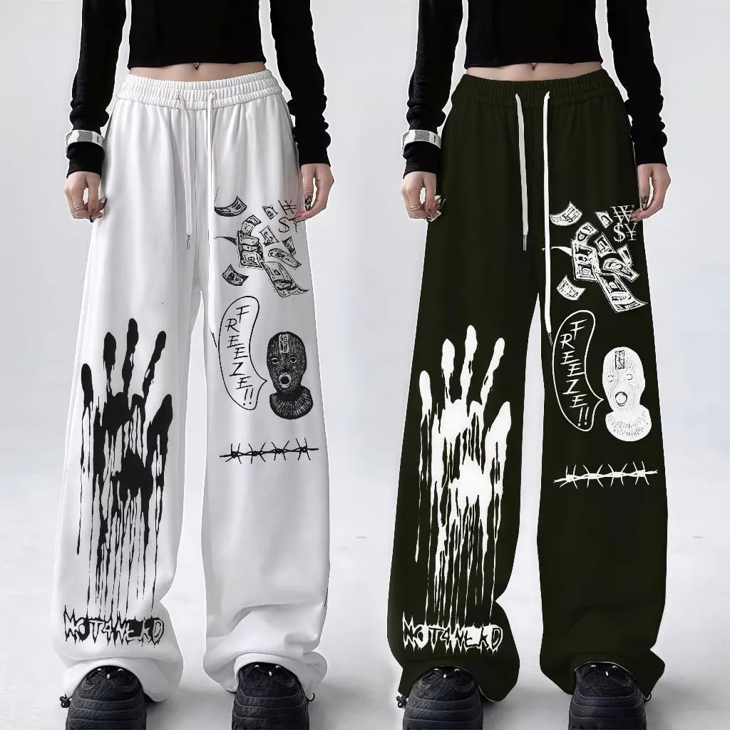 Y2k Harajuku Palm Dollar Gothic Cartoon Letter Print Sweatpants Hiphop Graffiti Streetwear Grunge Baggy Casual Pants