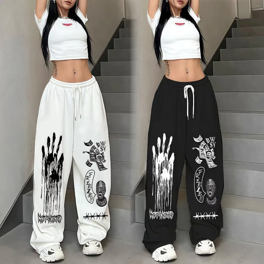 Y2k Harajuku Palm Dollar Gothic Cartoon Letter Print Sweatpants Hiphop Graffiti Streetwear Grunge Baggy Casual Pants