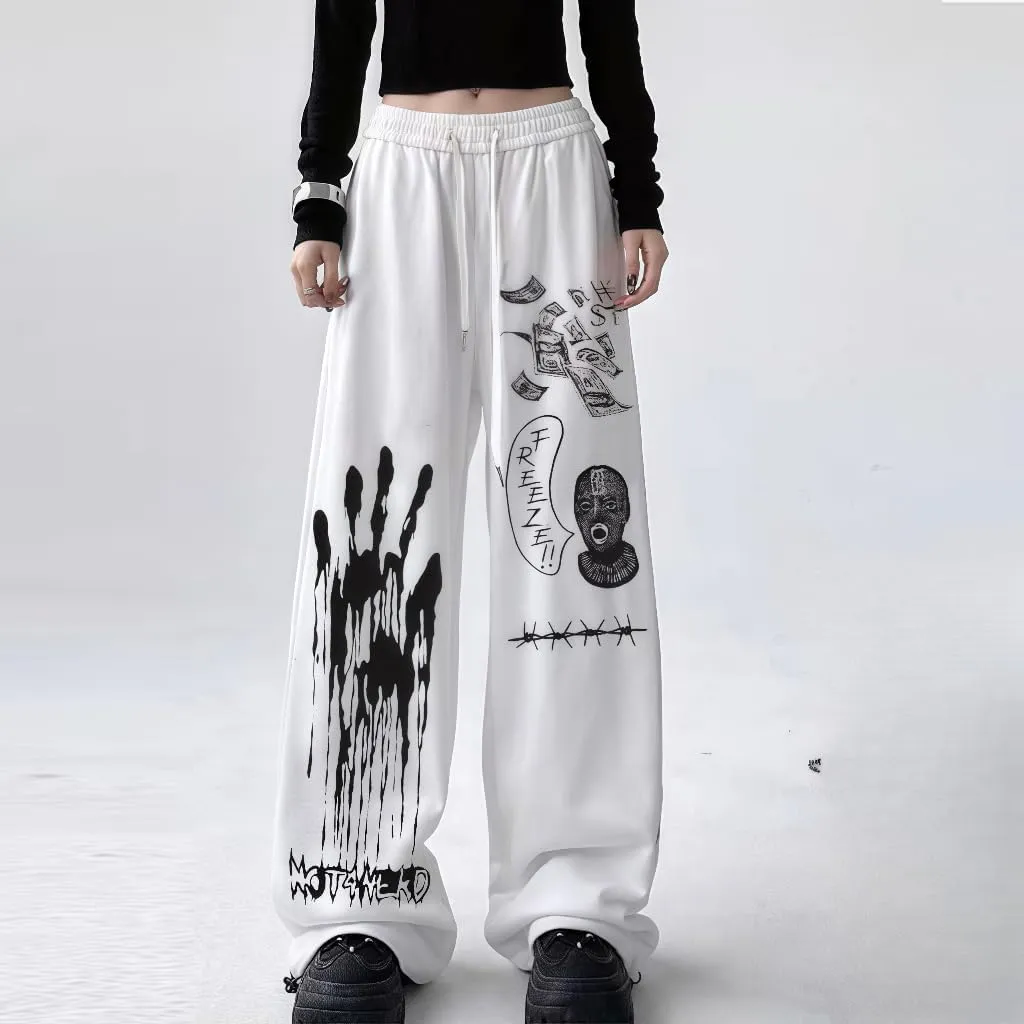 Y2k Harajuku Palm Dollar Gothic Cartoon Letter Print Sweatpants Hiphop Graffiti Streetwear Grunge Baggy Casual Pants