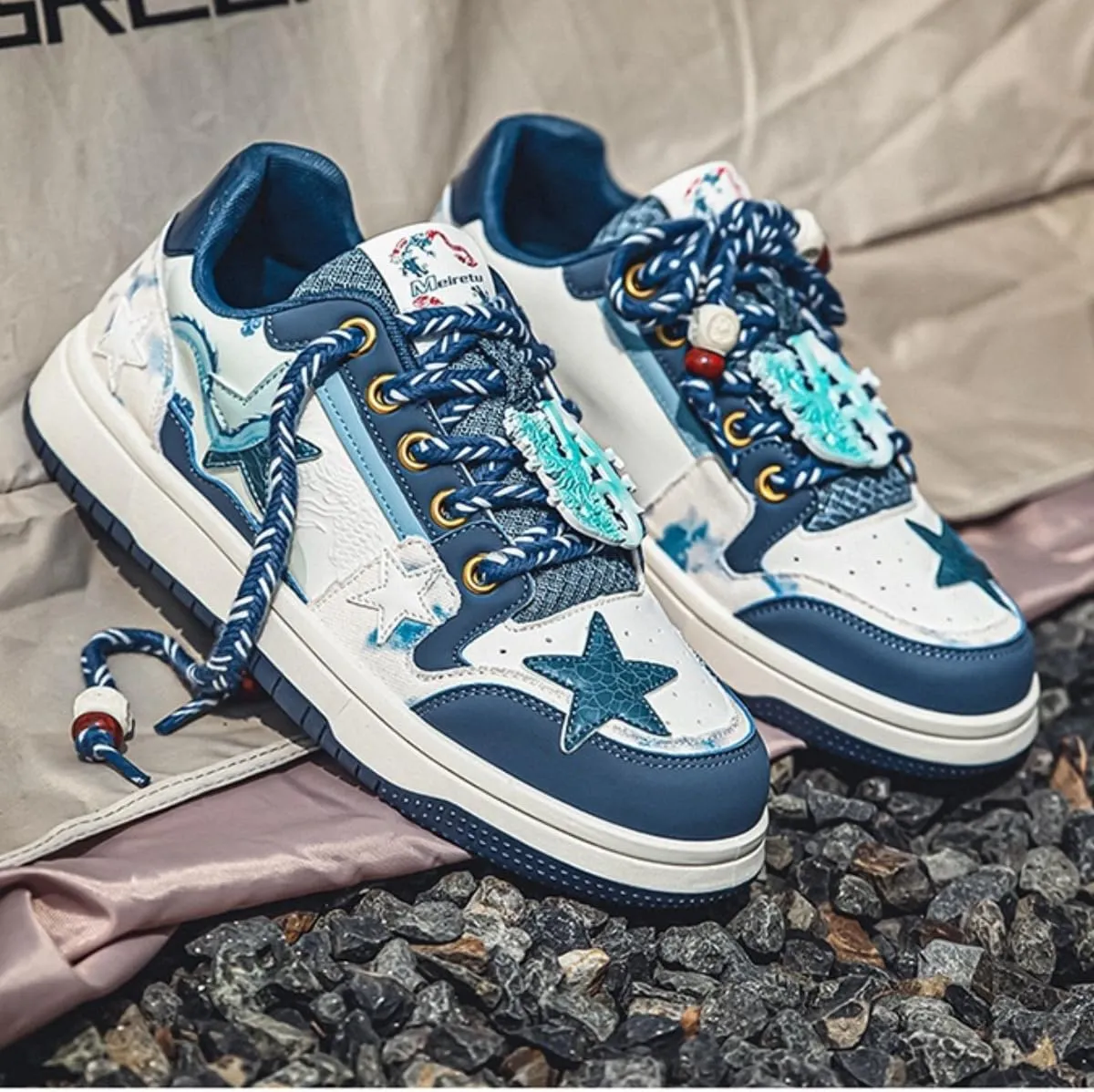Y2K Walking Sneakers for Women Dragon Skate Shoes Star Chunky Platform Shoes Aesthetic Laces Up Streetwear Fit Well