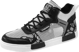 YAXE Men's Casual PU High Top Lace Up Skateboarding Shoes Sports Sneakers