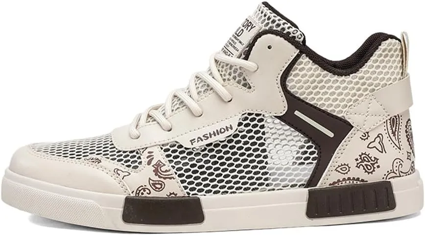 YAXE Men's Casual PU High Top Lace Up Skateboarding Shoes Sports Sneakers