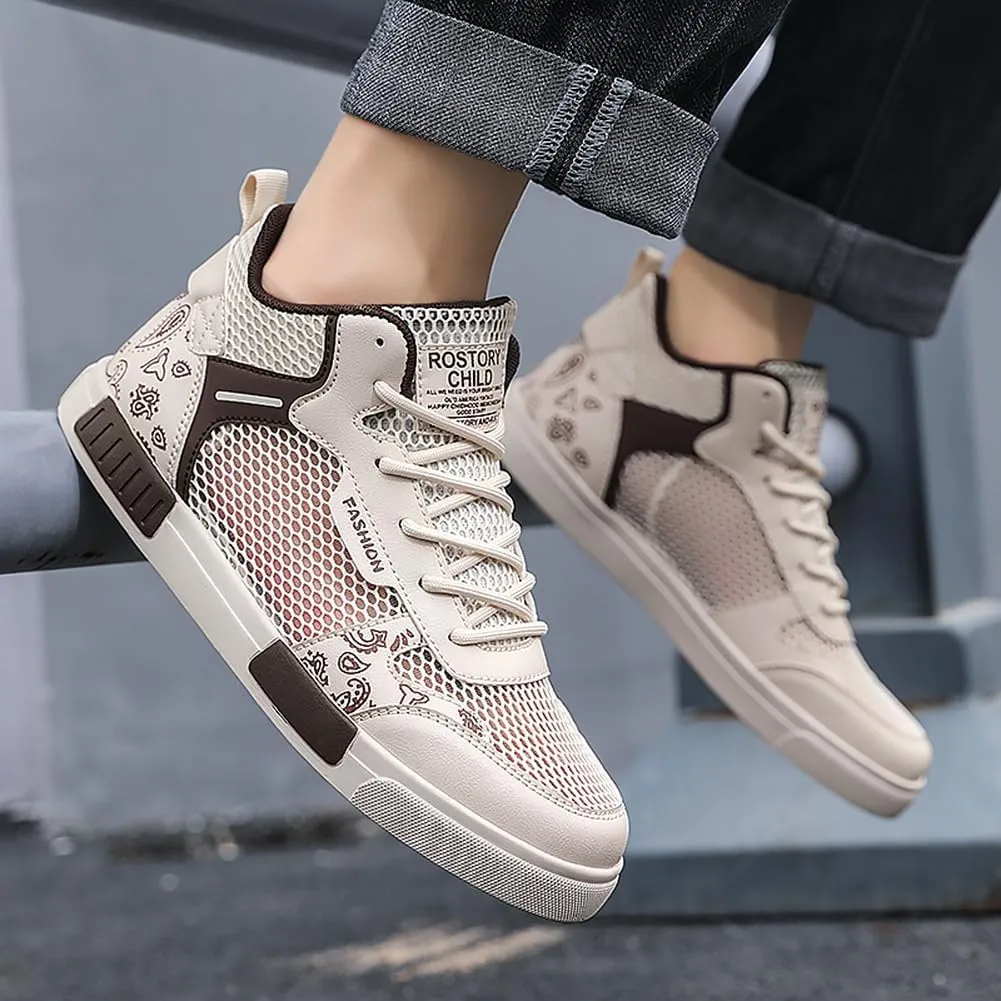 YAXE Men's Casual PU High Top Lace Up Skateboarding Shoes Sports Sneakers