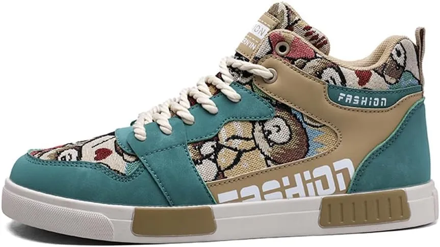 YAXE Men's Casual PU High Top Lace Up Skateboarding Shoes Sports Sneakers