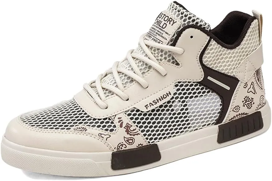 YAXE Men's Casual PU High Top Lace Up Skateboarding Shoes Sports Sneakers