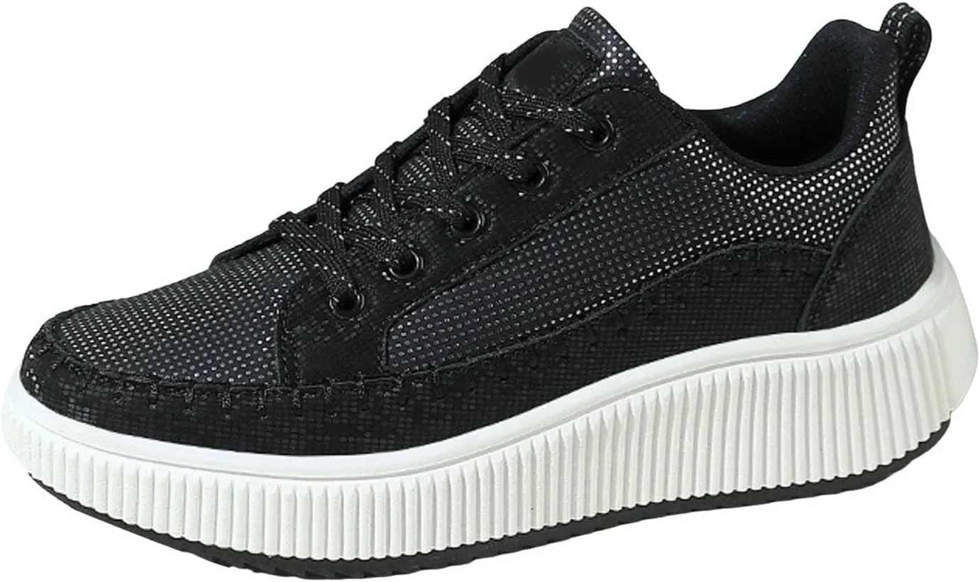 ZSpzx Women's Orthopedic Platform Sneakers Lace Up Slip-on Cushioned Footbed Jogging Tennis Sneaker Plantar Fasciitis Arch Support Casual Wedge Shoes Air Cushioned Walking Shoe for Gym Travel